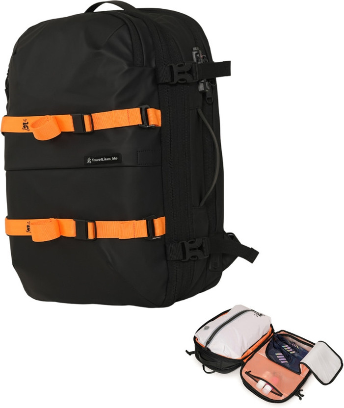 TRAVELLIKESME Premium Travel Compression Backpack Cabin Pack Expandable Smart Transit 44 L Backpack(Orange)