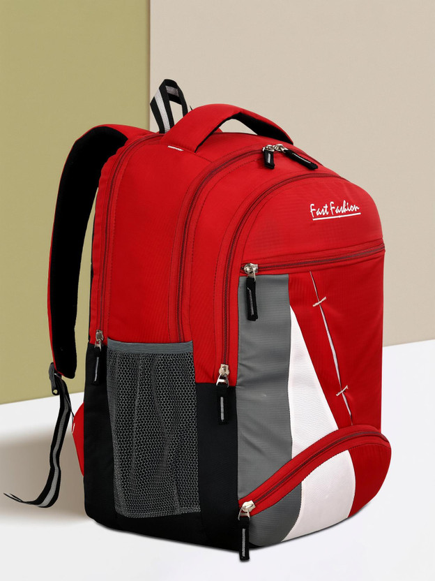 Fast Fashion 30L Laptop Backpack Medium Backpack school college laptop travel bag office bag 30 L Laptop Backpack(Red, Grey, White)