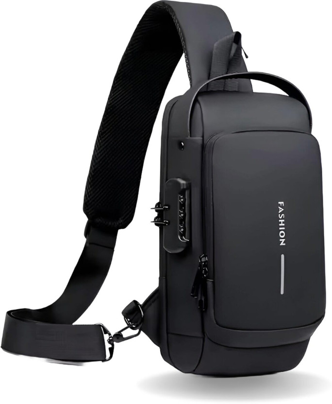 romj New Sling Bag Anti-Theft USB Crossbody Backpack Waterproof Chest Shoulder Bag 10 L Backpack(Black)