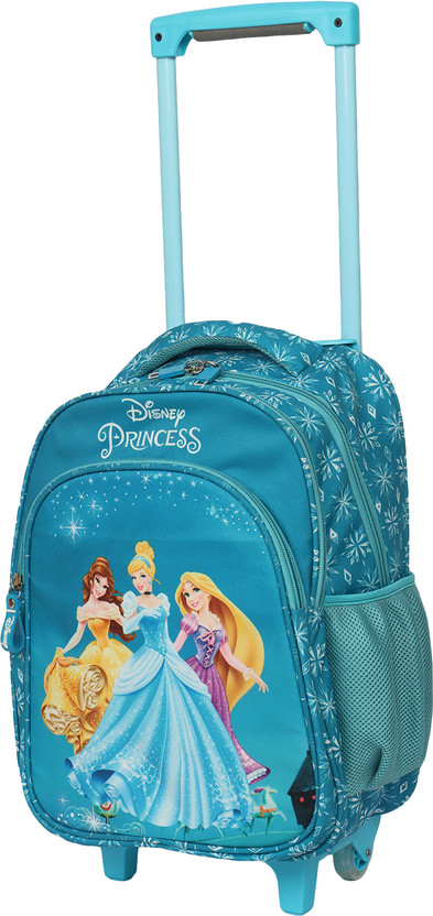 DISNEY Original 18" Princess Kids Backpack Trolley Bag with 2 Wheel / School Bag 42 L Trolley Backpack(Blue)