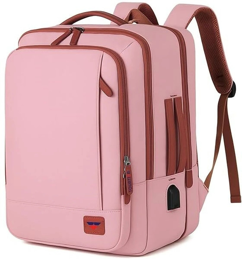 TOURTIER Multipurpose Expandable Lightweight Flight Approved travel Polyester Laptop Bag 32 L Laptop Backpack(Pink)