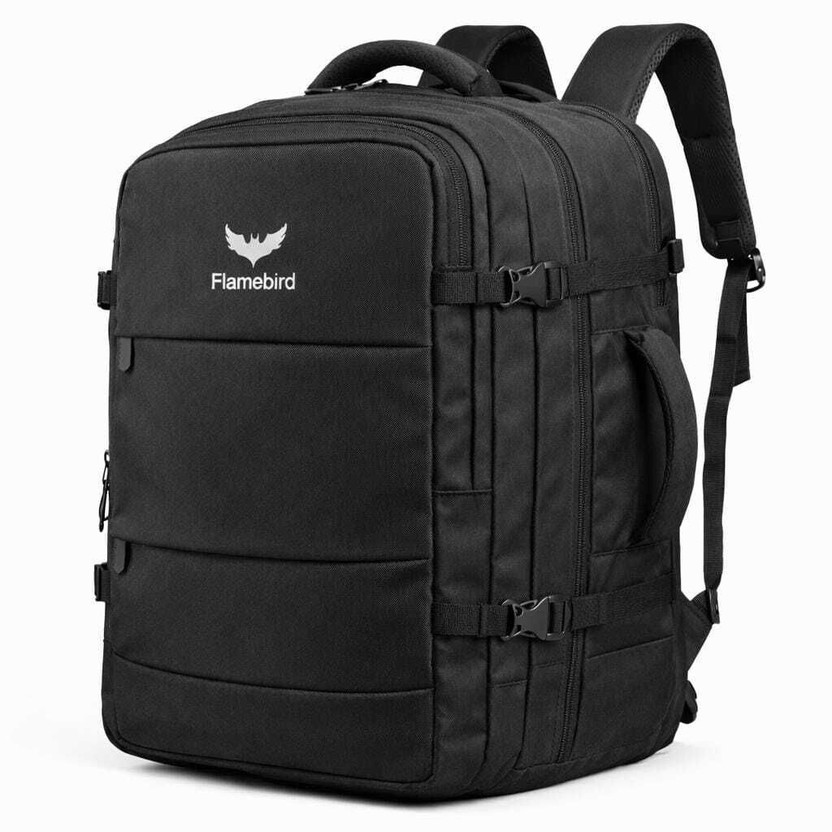 Flamebird Expandable Cabin Backpac Air Mesh Back Trolley Sleeve Unisex Black 45 L Backpack(Black)