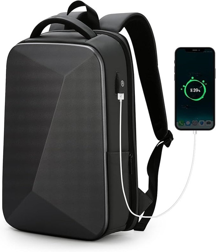 IMPACK Anti-Theft Hard Shell Backpack 15.6-Inch,Expandable Slim Business Travel 39 L Laptop Backpack(Black)