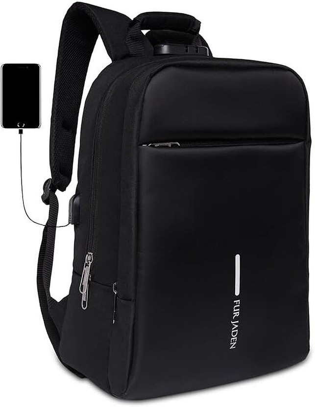 FUR JADEN With Anti Theft Number Lock and USB Charging for Men Women 22 L Laptop Backpack(Black)