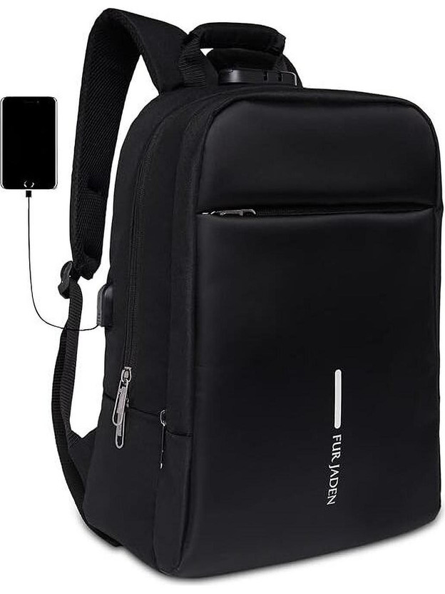 FUR JADEN With Anti Theft Number Lock and USB Charging for Men Women 22 L Laptop Backpack(Black)