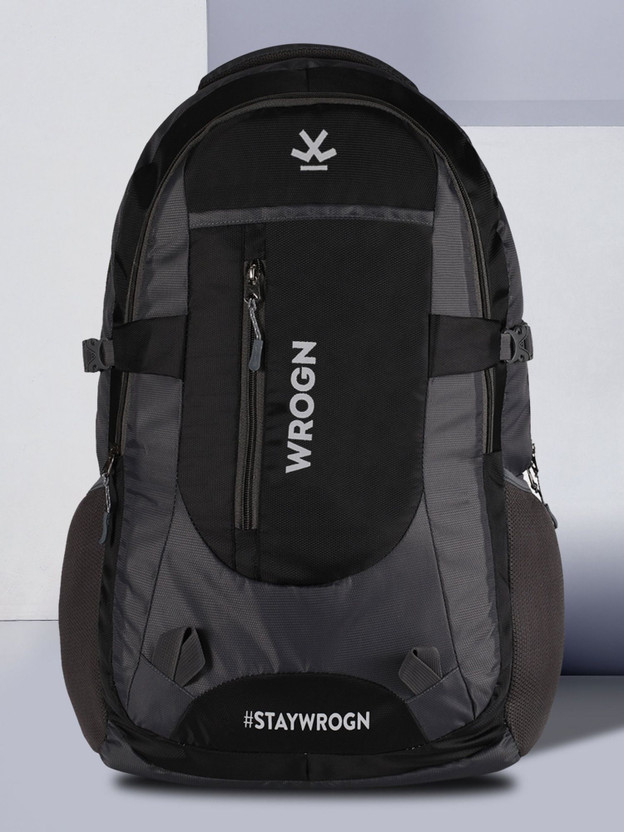 WROGN WROGN Spacy unisex fits upto 16 Inches/college/school bag 55 L Backpack(Black, Grey) - Flipkart Deal