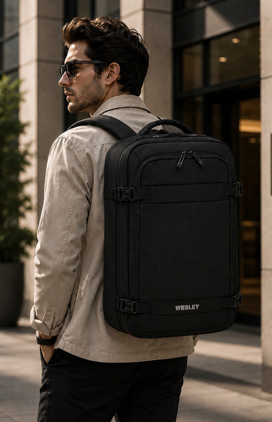 WESLEY WESLEY Luxur Overnighter Expandable AntiTheft feature Weekender/business/Travel/luggage 45 L Laptop Backpack(Black) - Flipkart Deal