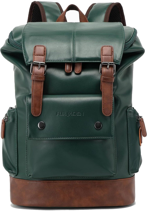 FUR JADEN Vegan Leather Anti-Theft Design Premium Stylish Bag for Men & Women 20 L Laptop Backpack(Green)