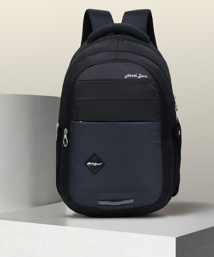 NorthZone Laptop Backpack With 3 Compartments Polyester Trendy Waterproof Travel Backpack 30 L Laptop Backpack(Black, Grey)