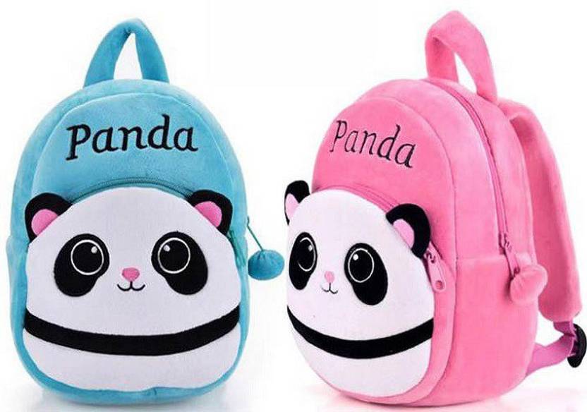 KIDSAC Kid School Bag Combo of Panda bags Cartoon Velvet Soft Plush Bag