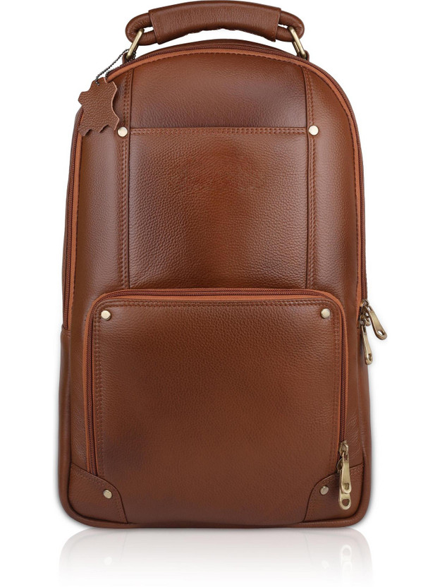GLOBAL GLOBAL SENATE leather backpack bag office laptop bag men women 24 L Laptop Backpack(Brown) - Flipkart Deal