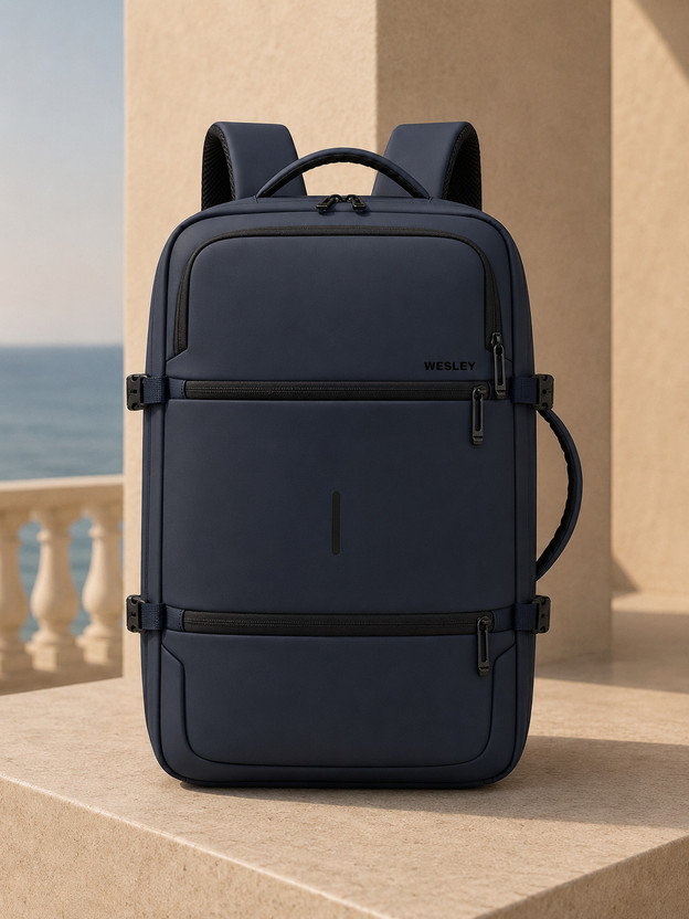 WESLEY Luxur 2 Premium Overnighter Weekender Checkin Anti-Theft Travel luggage backpack 50 L Laptop Backpack(Blue)