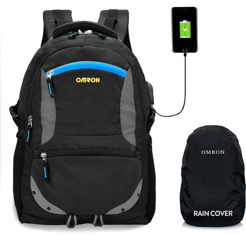 OMRON BAGS Smart Backpack With Ready to Charge for Office/School/College/Travel 30 L Laptop Backpack(Black, Blue)