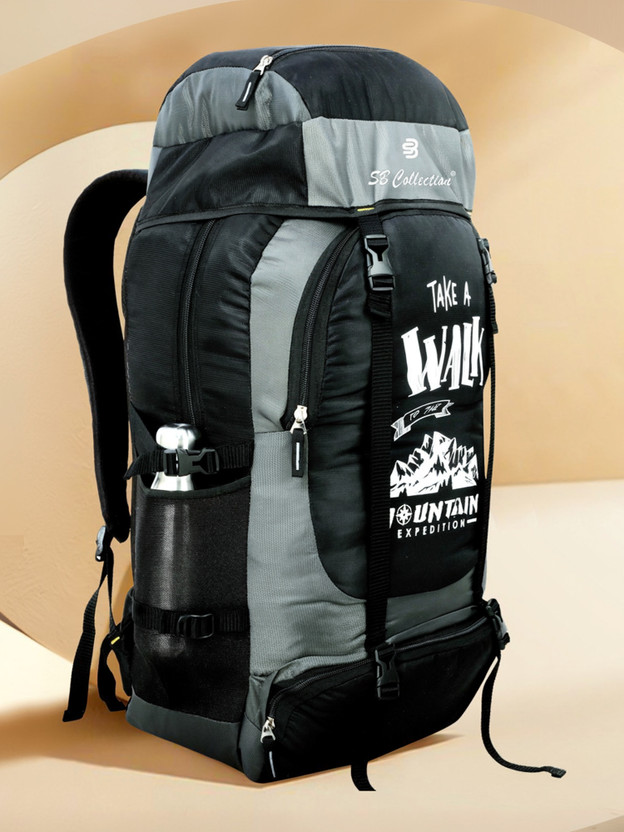 SBCOLLECTION UNISEX WaterProof Mountain Rucksack/Hiking/Trekking/Camping Bag/Travel 60 L Backpack(Black, Grey)