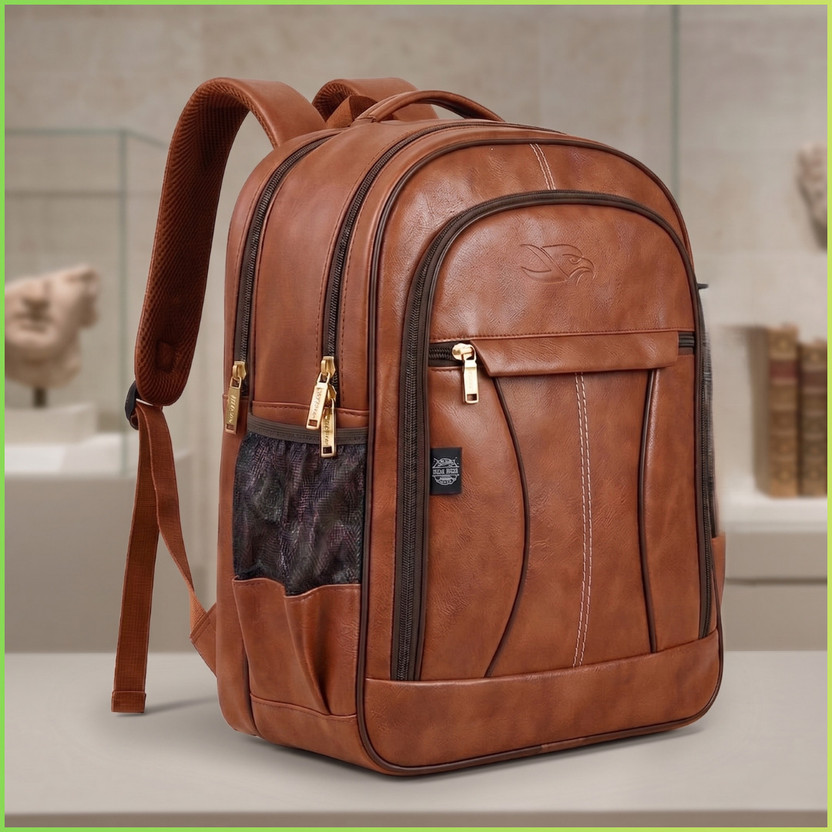 Flipkart B S Global PU Leather Backpack for School Office College Travel for Men Women 30 L Laptop Backpack(Brown) - Flipkart Deal