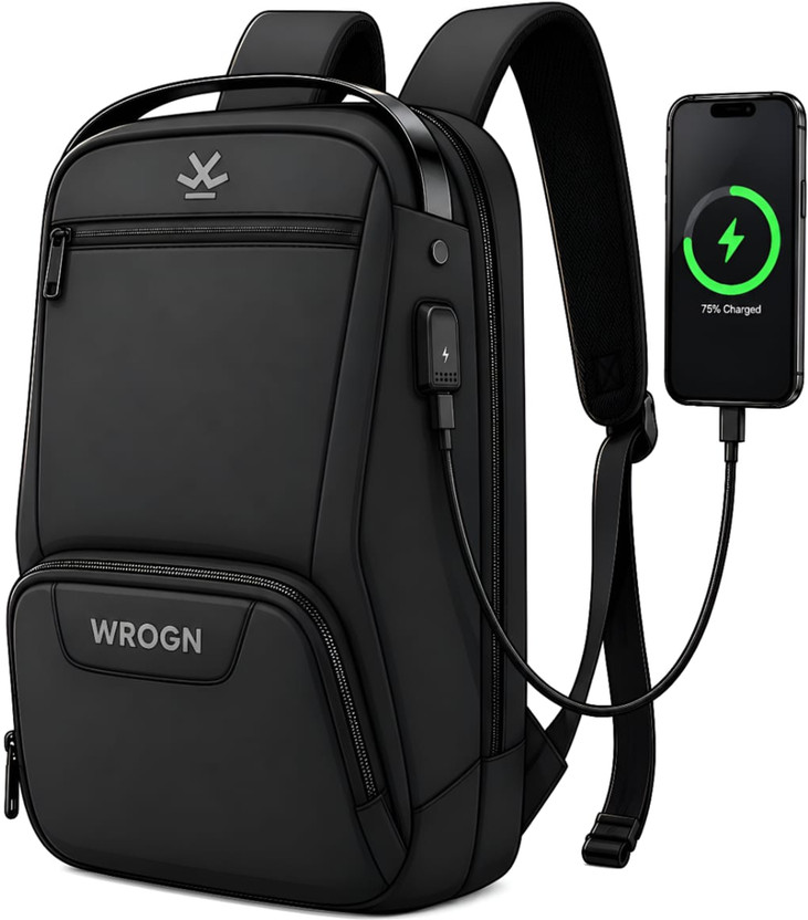 WROGN Smart Laptop Backpack with USB Charging Port Anti-Theft Design 40 L | Black 40 L Backpack(Black)