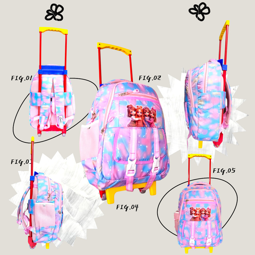Genio BARBLE School Kids Trolly Bag - 18 In- Queen UNIQ RAINBOW Waterproof (40 L ) Waterproof Trolley(Pink, Multicolor, 40 L)