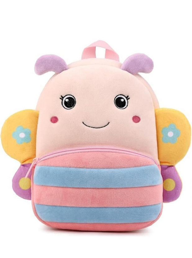 HappyChild Toddler Bag Plush Animal Cartoon Mini Travel Bag for Baby Girl Boy 1-6 Years School Bag(Pink, Cream, Purple, Yellow, 13 inch)