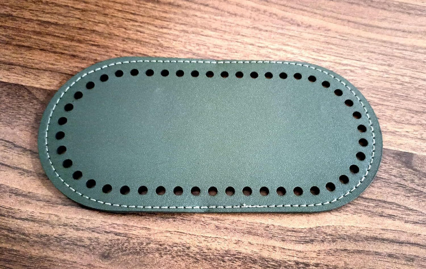 Tia Leather Base for Handbag,Purse Made ofLeatherette with Stitched(Oval-8x4In.-2Pc) Waterproof Shoulder Bag(Green, 8 inch)