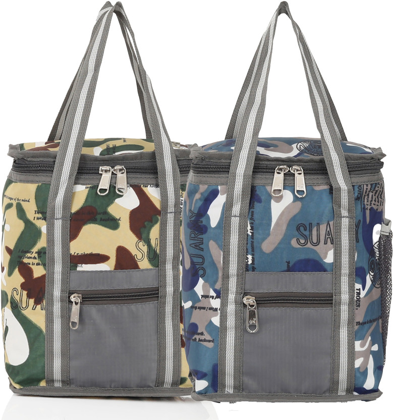 Capitalpoint Combo Lunch Bag for Office Men, Boys & Girls- Good Quality Tiffin Bag for School Waterproof Lunch Bag(Yellow, Dark Blue, 10 inch)