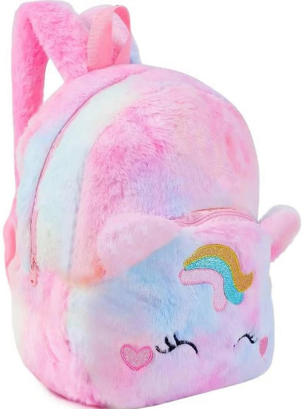 BlingNBeats Unicorn Premium Plush Bag for 2 to 6 years kids 10L School Bag(Multicolor, Pink, 10 L)
