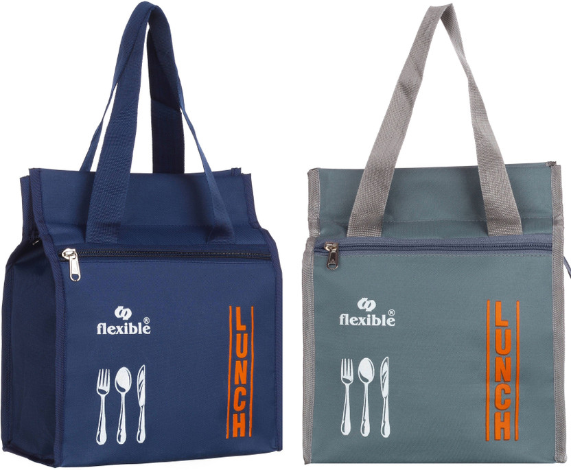 Flexible Flexible Premium Quality Lunch bag for school,college,office,picnic,travel unisex Waterproof Lunch Bag(Dark Blue, Grey, 10 L) - Flipkart Deal