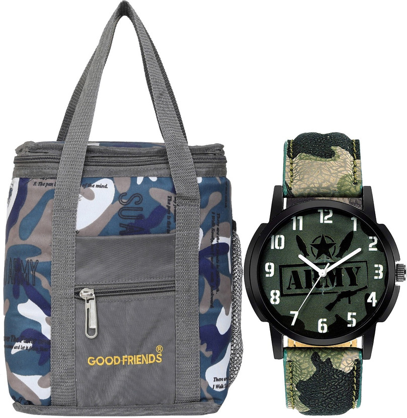 GOOD FRIENDS Travel Lunch / Tiffin / School Bag /Army Watch Waterproof Lunch Bag(Dark Blue, 4 L)