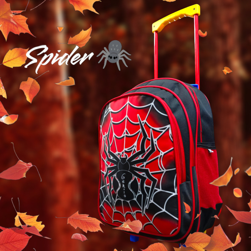 Genio SPIDER School Kids Trolley Bag Waterproof Trolley ( 40 L ) 18 INCH Waterproof Trolley(Black, Red, 40 L)