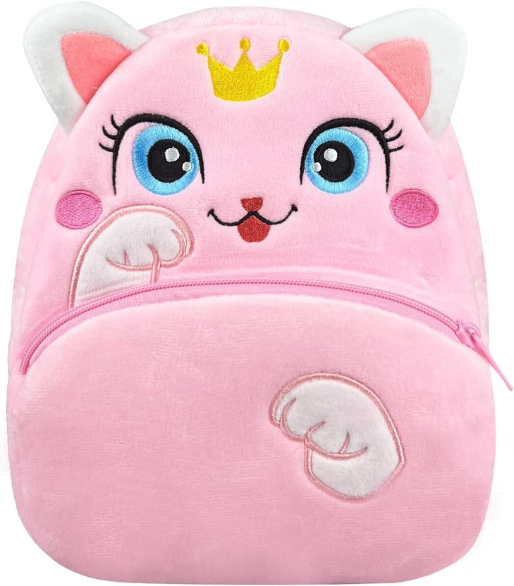 HappyChild Toddler School Bag Plush Bag Kids Bag for 2 to 5 year Child School Bag School Bag(Multicolor, Pink, 10 L)