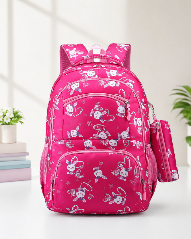 ZaynHush Girls Printed Backpack Bag Perfect for College & Schools Waterproof School Bag(Pink, 32 L)
