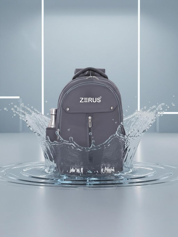 ZERUS Premium Polyester Solid Unisex Backpack for School College Office Travel Waterproof School Bag(Grey, 28 L)