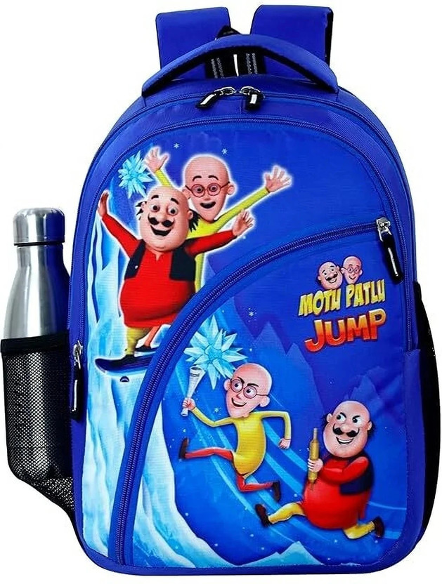 Mosben Motu Patlu Kids School Backpack Cartoon Character Bags Waterproof Waterproof School Bag(Light Blue, 22 L)