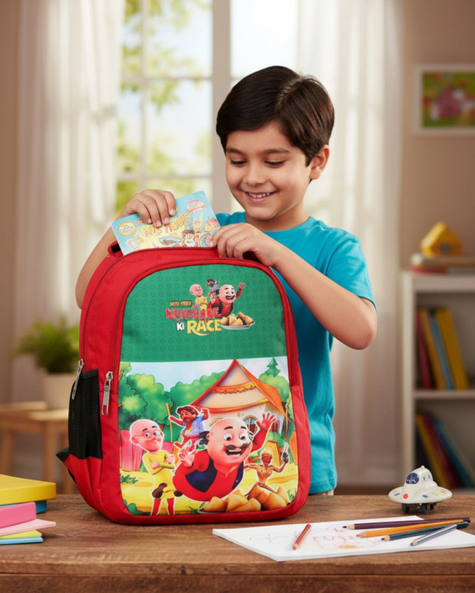 WYNEX LUGGAGE Kids School Backpack for Nursery to 1st Class | Cartoon Design Bag Waterproof School Bag(Red, 15 L)