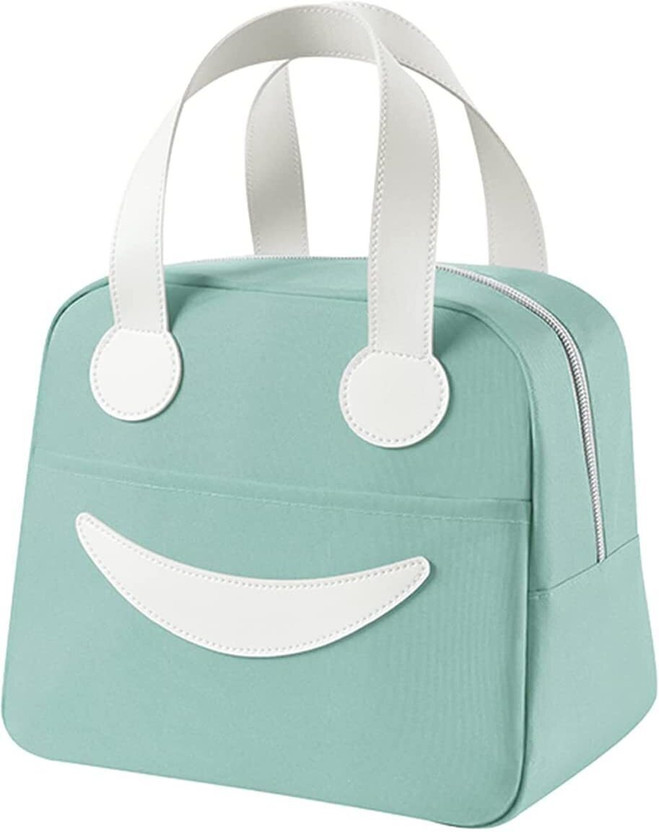 Kardiff Insulated Lunch Bag for Men Women Kids Boy Girl Smiley Design Tote Lunch Bag Waterproof Lunch Bag(Green, 5 L)