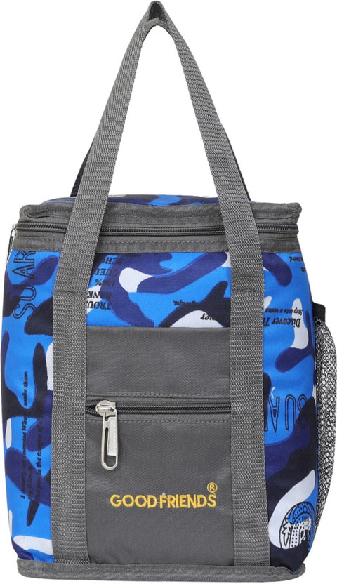 GOOD FRIENDS Travel Lunch / Tiffin / School Storage Bag Waterproof Lunch Bag(Blue, Multicolor, 4 L)