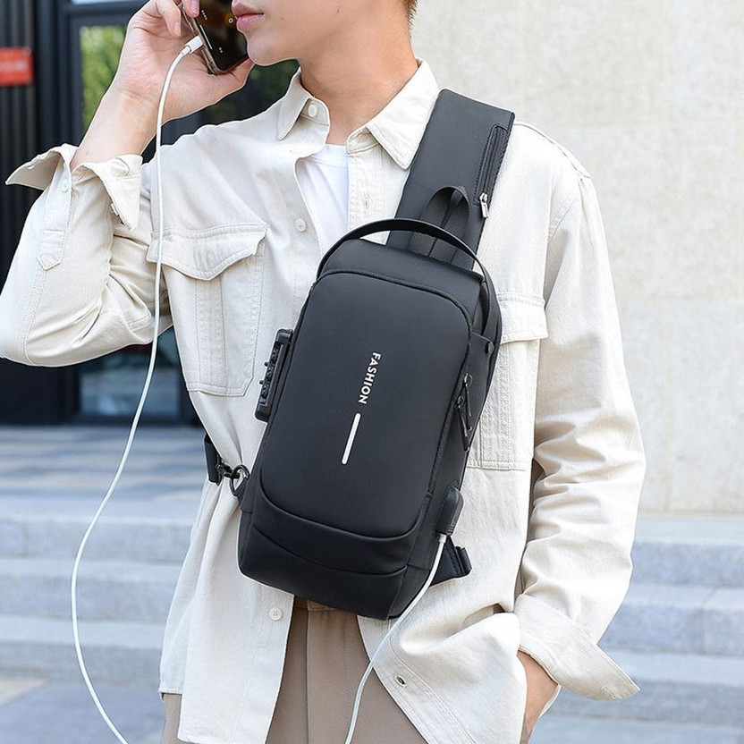LIFE INDIA Storage Bag Crossbody Shoulder Chest Bag AntiTheft Usb Charging Biking Chest Bag 15 L Laptop Backpack(Black)