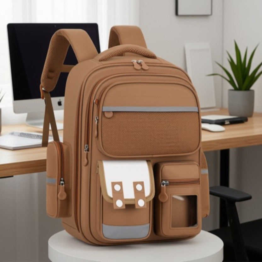 DUMON Capybara Aesthetic School Backpack for Teens & Kids Waterproof School Bag(Brown, 24 L)