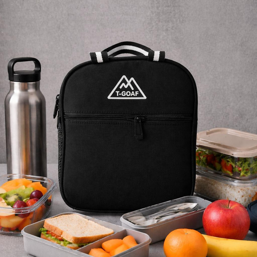T GOAF Smart Insulated Lunch Bag for School, College, University & Office Waterproof Lunch Bag(Black, 7 L)