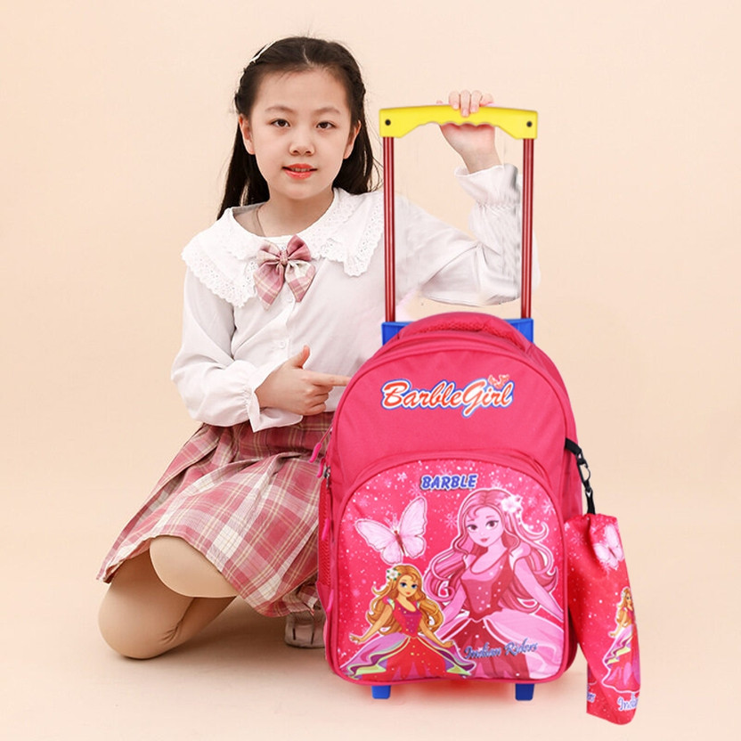Indian Riders BARBEE Girl School Kids Bag 18 Inches- Queen Pink School Trolley bag ( 25 L) Waterproof Trolley(Multicolor, Pink, 25 L)