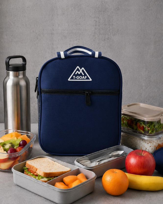 T GOAF Smart Insulated Lunch Bag for School, College, University & Office Navy Blue Waterproof Lunch Bag(Blue, 7 L)