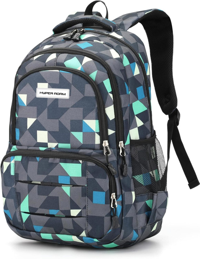Hyper Adam Girls Boys College Backpack Coaching Tuition Bag Waterproof School Bag(Grey, Blue, 35 L)
