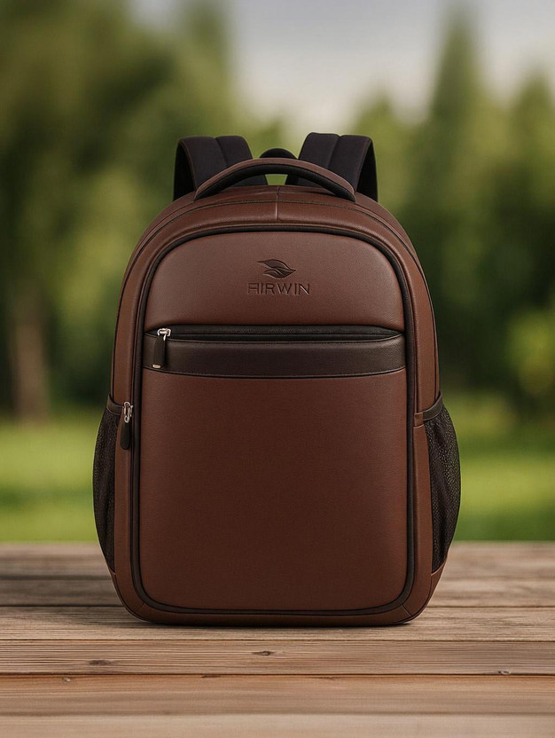 Airwin Airwin 18-inch Leather School Bag | 2 Compartment Waterproof Backpack for Boys & Girls Waterproof School Bag(Brown, 25 L) - Flipkart Deal