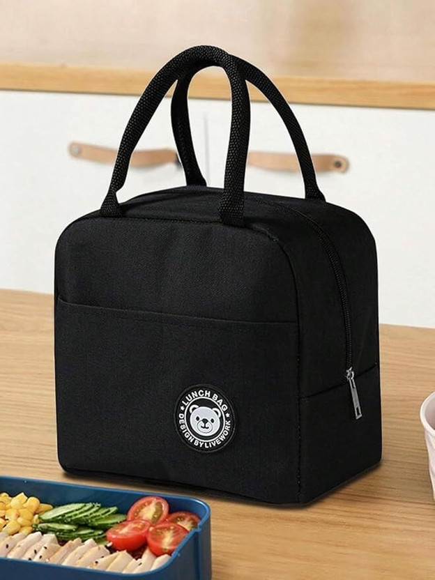 SIA VENDORS 1 PCS Black Lunch Bag Waterproof Lunch Bag(Black, 3.5 L)