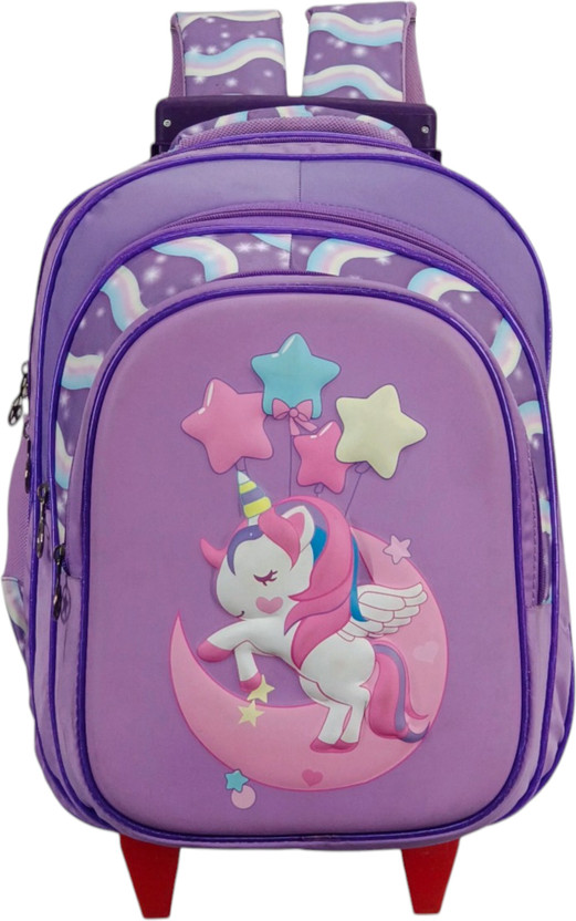 Baby Girl Unicorn Cell Trolley School Bags For Girls | School Kids Trolly Bag Waterproof Trolley(Purple, 35 L)