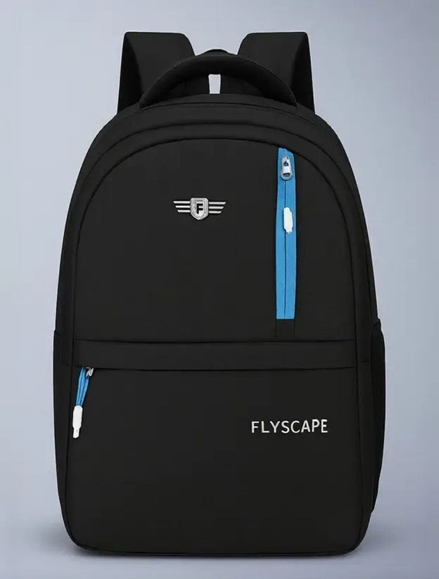 Flyscape TERROR Waterproof School Bag(Black, Blue, 25 L)