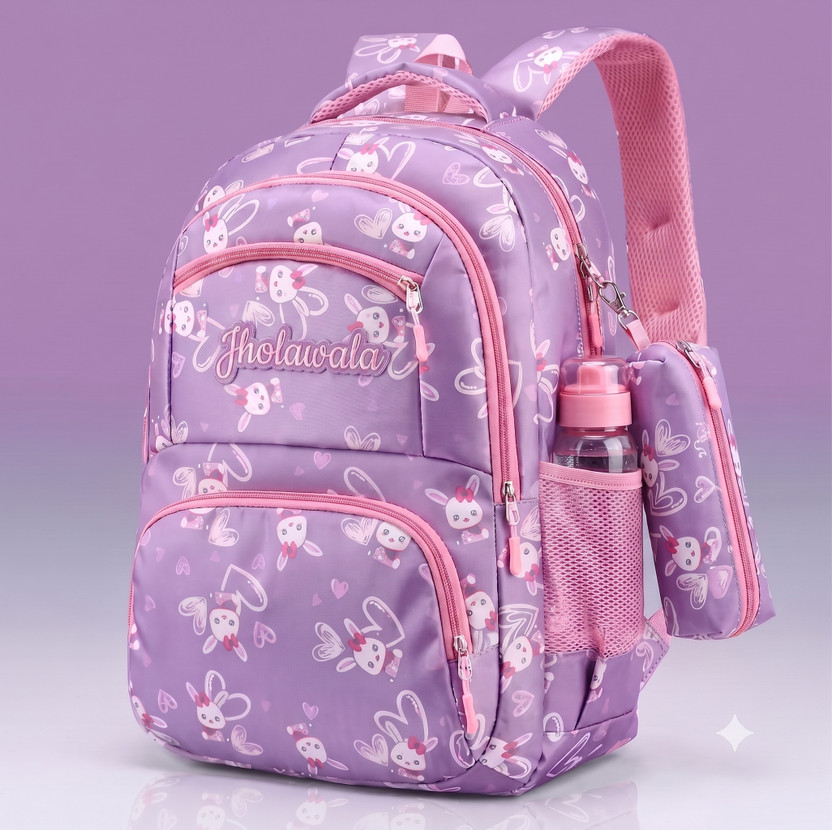 Jholawala School Bag for Girls Primary & High School Backpack with Free Pencil Pouch Waterproof Backpack(Purple, 35 L)