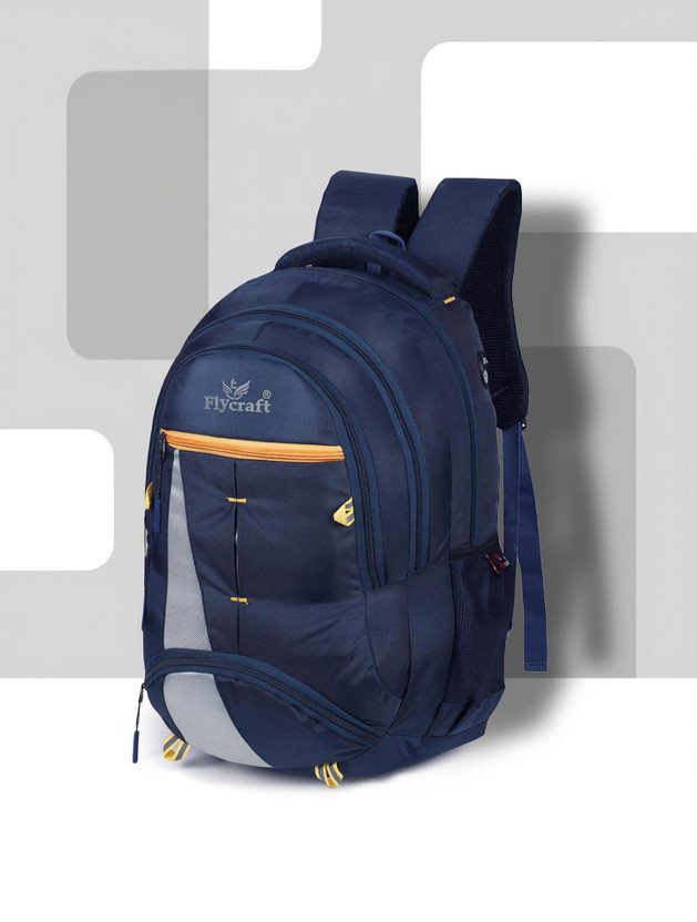Flycraft simna.1555/5 yellow spacy comfortable 4th to 10th class casual Waterproof School Bag(Dark Blue, Yellow, 30 L)