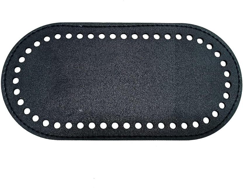 Tia Leather Base for Handbag,Purse Made ofLeatherette with Stitched(Oval-8x4In.-2Pc) Waterproof Shoulder Bag(Black, 8 inch)