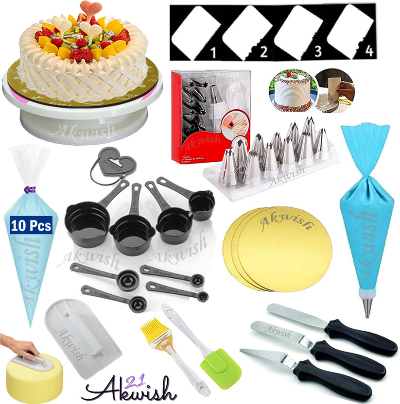 Akwish Akwish cake making materials box set + cake baking set combo Kitchen Tool Set(Multicolor, Baking Tools, Brush, Knife, Spatula, Measuring Jug) - Flipkart Deal