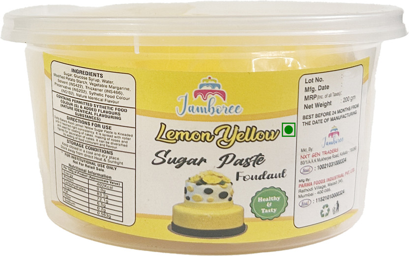 JAMBOREE Yellow Fondant – Smooth, Vibrant, and Easy to Work With for Cakes and Decorating Sugar Paste(200 g)